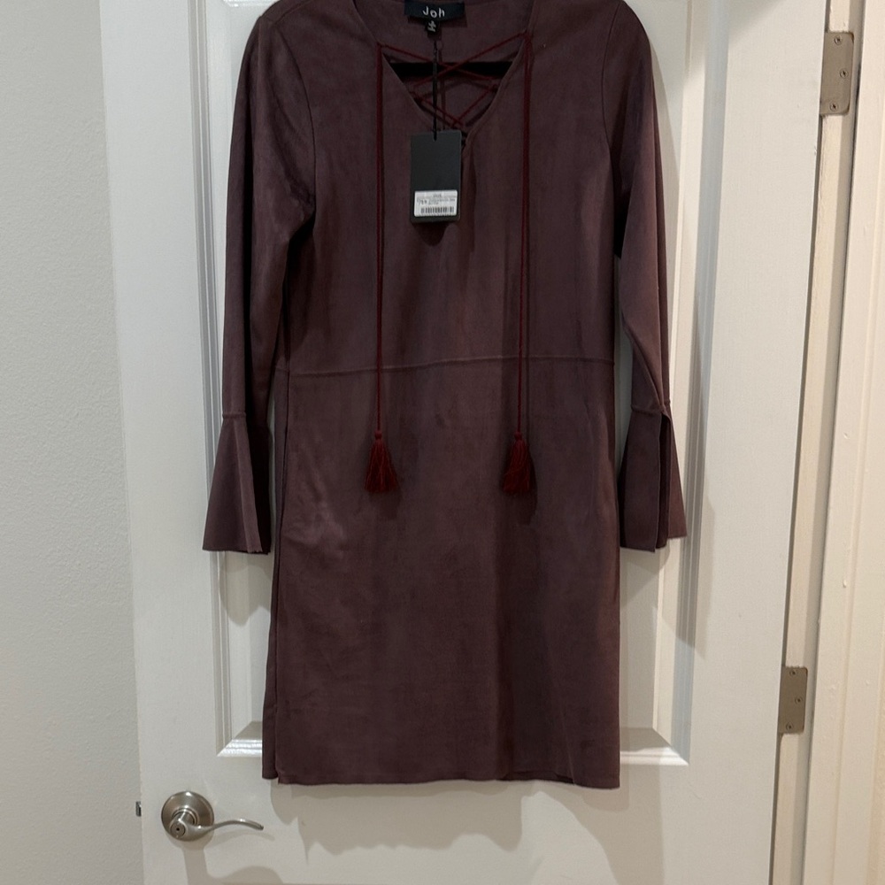 Oh brand Plum Suede Long Sleeve Dress